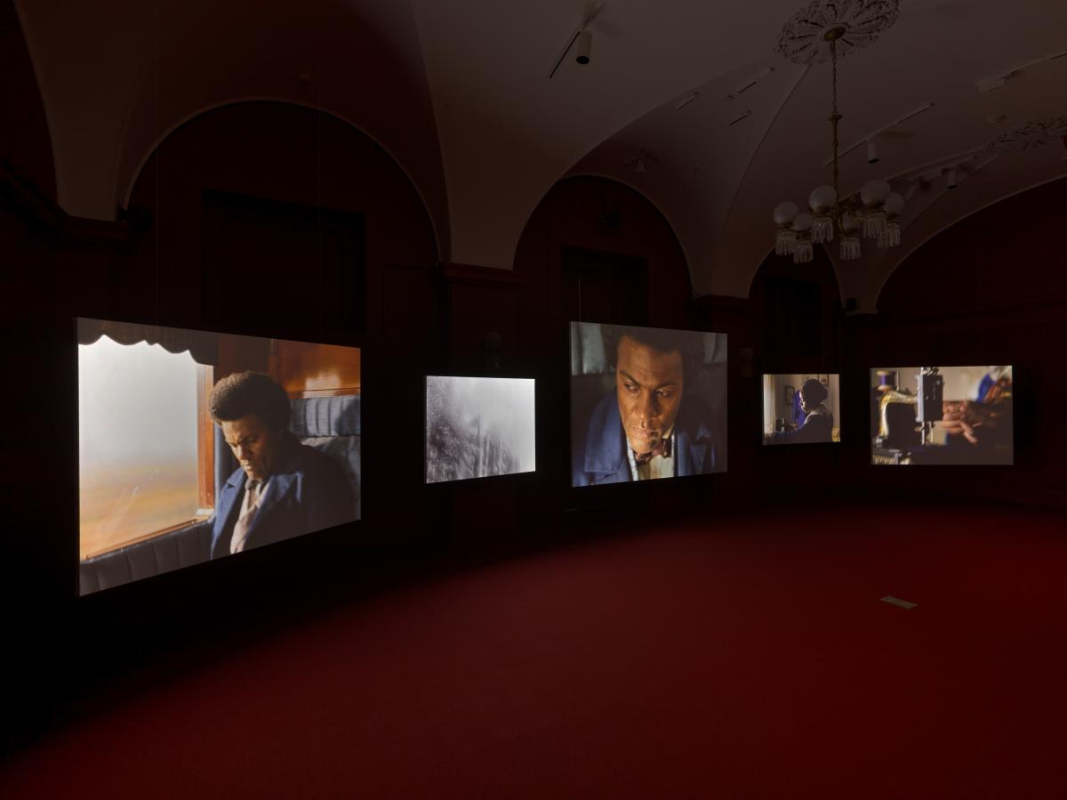 Five screen video installation.